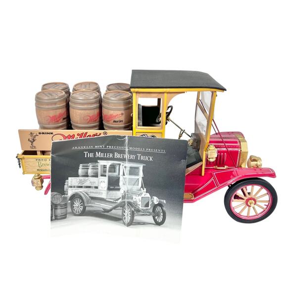 Franklin Mint 1913 Ford Model T Miller Beer Truck Barrels 1:16 Scale Red 1997 - Picture 2 of 16